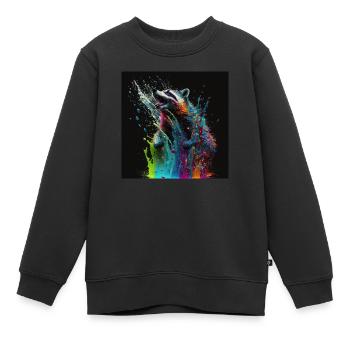 Colored raccoon, unique design - Kids Premium Organic Sweatshirt - black - Front - AI Model Kid Female (0cm)