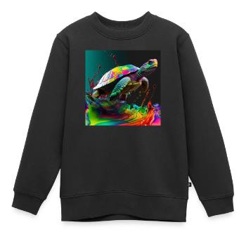 Farbige Schildkröte, einzigartiges Design - Kinder Premium Organic Sweatshirt - Schwarz - Vorne - AI Model Kid Female (0cm)