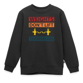 Dieses Gewicht wird sich nicht von selbst heben. Fitness - Kinder Premium Organic Sweatshirt - Schwarz - Vorne - AI Model Kid Female (0cm)