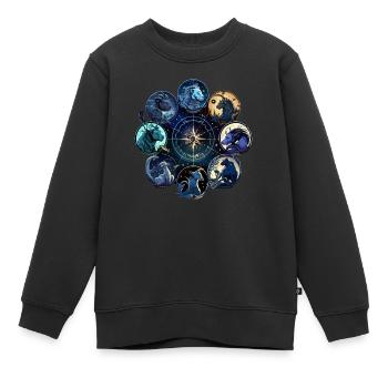 Les signes du zodiaque - Sweat Premium enfant bio - noir - Devant - AI Model Kid Female (0cm)