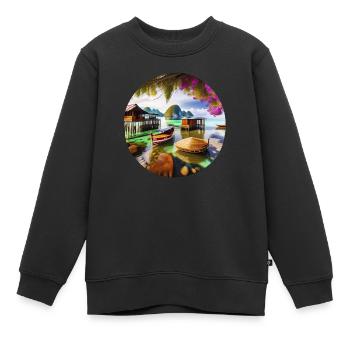 Paradis des vacances Thaïlande - Sweat Premium enfant bio - noir - Devant - AI Model Kid Female (0cm)