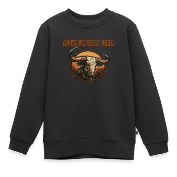 Cadeau Longhorn Texas - Sweat Premium enfant bio - noir - Devant - AI Model Kid Female (0cm)
