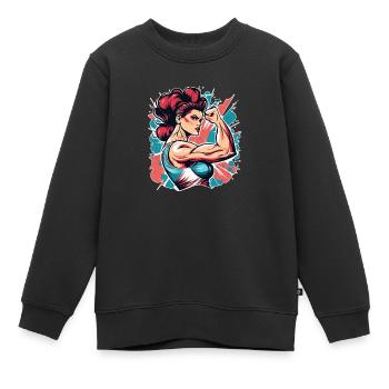 Powerwoman - Kinder Premium Organic Sweatshirt - Schwarz - Vorne - AI Model Kid Female (0cm)