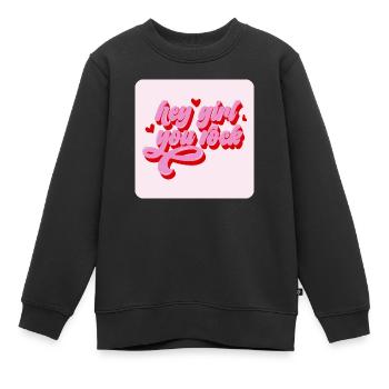 Hé fille, tu es rock - Sweat Premium enfant bio - noir - Devant - AI Model Kid Female (0cm)