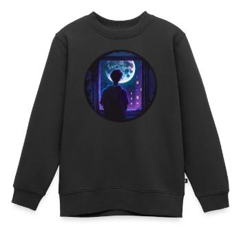 Garçon de lune - Sweat Premium enfant bio - noir - Devant - AI Model Kid Female (0cm)