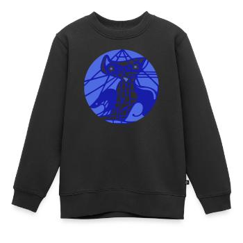 Chanson du Sphinx. Chat mystique et pyramide - Sweat Premium enfant bio - noir - Devant - AI Model Kid Female (0cm)