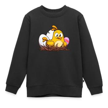 Süßes kleines Osterküken im Nest - Kinder Premium Organic Sweatshirt - Schwarz - Vorne - AI Model Kid Female (0cm)