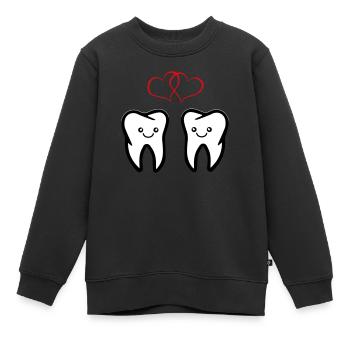 zähne verliebt - Kinder Premium Organic Sweatshirt - Schwarz - Vorne - AI Model Kid Female (0cm)