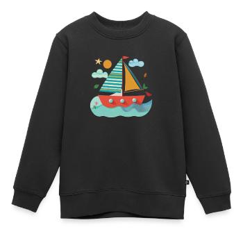 little Sailor's Adventure - Kinder Premium Organic Sweatshirt - Schwarz - Vorne - AI Model Kid Female (0cm)