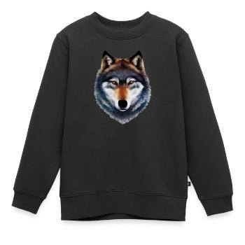 Le pouvoir du loup - Sweat Premium enfant bio - noir - Devant - AI Model Kid Female (0cm)