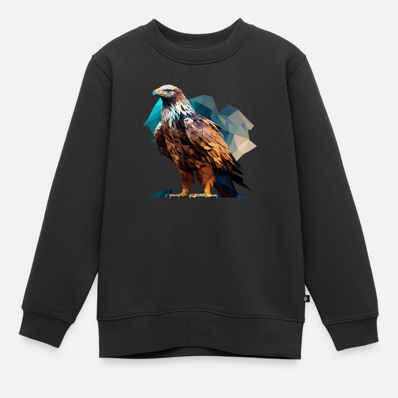 Aigle polygonal majestueux – Oiseau de proie - Sweat Premium enfant bio - noir