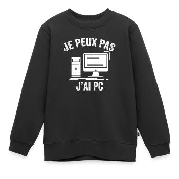 Je peux pas j'ai pc - Sweat Premium enfant bio - noir - Devant - AI Model Kid Female (0cm)
