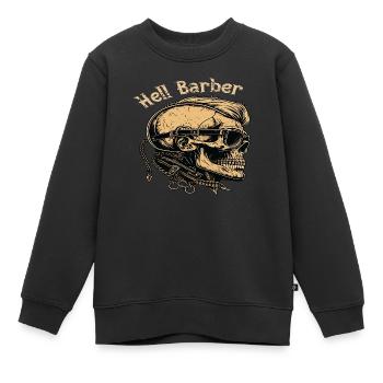 Hell Barber Skull Totenkopf - Kinder Premium Organic Sweatshirt - Schwarz - Vorne - AI Model Kid Female (0cm)
