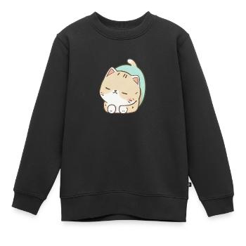 Sleepy Catty - Kinder Premium Organic Sweatshirt - Schwarz - Vorne - AI Model Kid Female (0cm)