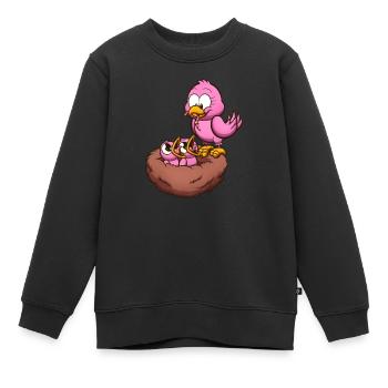 Vogelmutter füttert ihr Nest - Kinder Premium Organic Sweatshirt - Schwarz - Vorne - AI Model Kid Female (0cm)