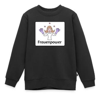 Frauenpower - Kinder Premium Organic Sweatshirt - Schwarz - Vorne - AI Model Kid Female (0cm)