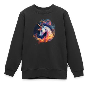 Einhorn-Feuer - Kinder Premium Organic Sweatshirt - Schwarz - Vorne - AI Model Kid Female (0cm)