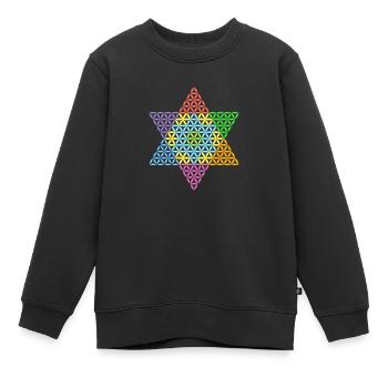 Étoile Sacrée - Étoile de Vie 04/3D/Cf. - Sweat Premium enfant bio - noir - Devant - AI Model Kid Female (0cm)