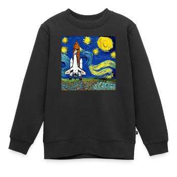 navette spatiale van gogh - Sweat Premium enfant bio - noir - Devant - AI Model Kid Female (0cm)