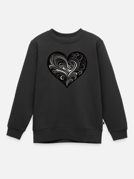 Coeur noir - Sweat Premium enfant bio - noir