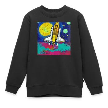navette spatiale van gogh - Sweat Premium enfant bio - noir - Devant - AI Model Kid Female (0cm)