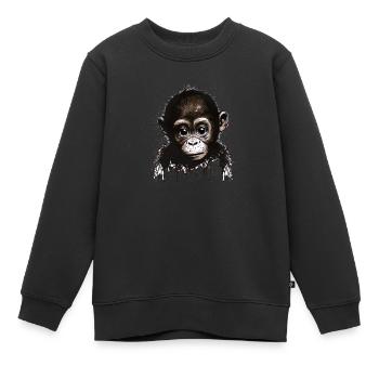 Dschungel Augen süß Affe Baby - Kinder Premium Organic Sweatshirt - Schwarz - Vorne - AI Model Kid Female (0cm)