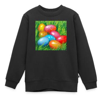 Farbenfrohe Ostereier - Kinder Premium Organic Sweatshirt - Schwarz - Vorne - AI Model Kid Female (0cm)