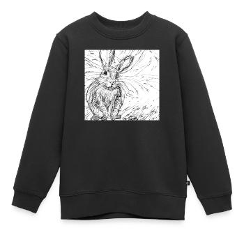 Lièvre dessiné - Sweat Premium enfant bio - noir - Devant - AI Model Kid Female (0cm)