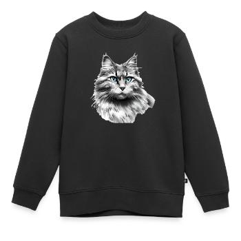 Chaton Propriétaire Chat Chat Domestique Chat - Sweat Premium enfant bio - noir - Devant - AI Model Kid Female (0cm)