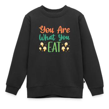 Du bist, was du vegan isst - Kinder Premium Organic Sweatshirt - Schwarz - Vorne - AI Model Kid Female (0cm)