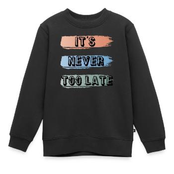it's never too late - Sweat Premium enfant bio - noir - Devant - AI Model Kid Female (0cm)