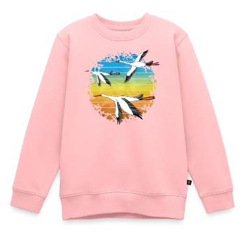 Cigognes - Sweat Premium enfant bio - rose - Devant - AI Model Kid Female (0cm)