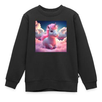 cute baby unicorn running playfully over clouds - Kinder Premium Organic Sweatshirt - Schwarz - Vorne - AI Model Kid Female (0cm)