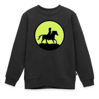 cavalier - Sweat Premium enfant bio - noir - Devant - AI Model Kid Female (0cm)