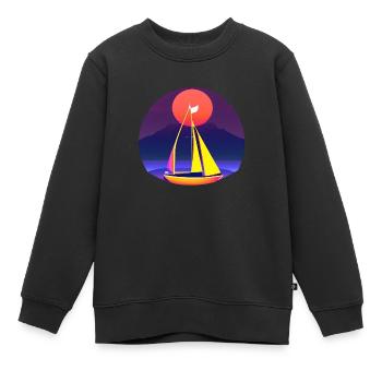 Sailing Sailing Ship Sailing Sailing Sailing Boat - Kids Premium Organic Sweatshirt - black - Front - AI Model Kid Female (0cm)
