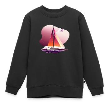 Sailing Sailing Sailing Sailing Sailing Boat - Kids Premium Organic Sweatshirt - black - Front - AI Model Kid Female (0cm)