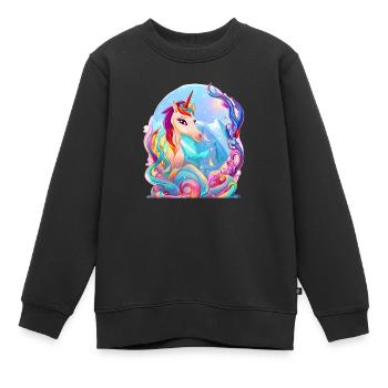 Unicorn Fabeltier Mädchen Einhorn Einhörner - Kinder Premium Organic Sweatshirt - Schwarz - Vorne - AI Model Kid Female (0cm)