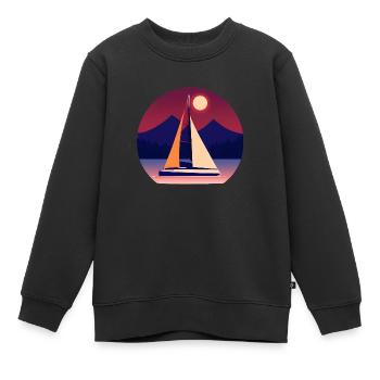 Sailing Sailing Ship Sailing Sailing Sailing Boat - Kids Premium Organic Sweatshirt - black - Front - AI Model Kid Female (0cm)