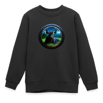 Hirsch im Gras - Kinder Premium Organic Sweatshirt - Schwarz - Vorne - AI Model Kid Female (0cm)