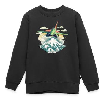 Das Flugzeug - Kinder Premium Organic Sweatshirt - Schwarz - Vorne - AI Model Kid Female (0cm)