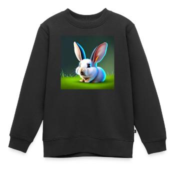 Rabbit with Big Ears - Kids Premium Organic Sweatshirt - black - Front - AI Model Kid Female (0cm)