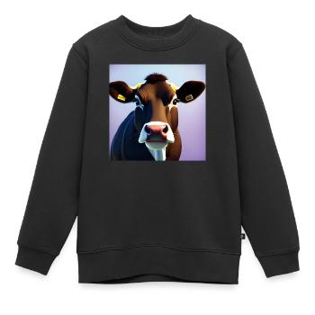 Brown-Kuh auf buntem Hintergrund - Kinder Premium Organic Sweatshirt - Schwarz - Vorne - AI Model Kid Female (0cm)