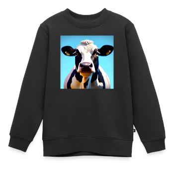 Schwarz-Weiß-Kuh - Kinder Premium Organic Sweatshirt - Schwarz - Vorne - AI Model Kid Female (0cm)