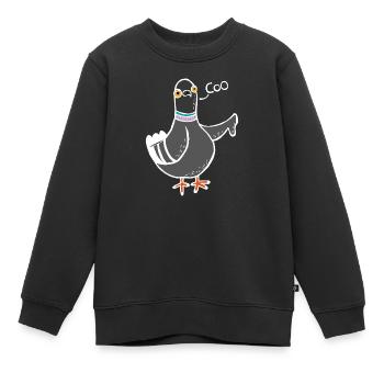 Coo / Boo Pigeon (Blanc) - Sweat Premium enfant bio - noir - Devant - AI Model Kid Female (0cm)