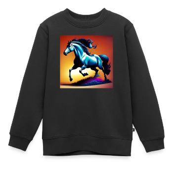 Pferd im Sand - Kinder Premium Organic Sweatshirt - Schwarz - Vorne - AI Model Kid Female (0cm)