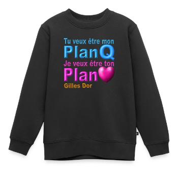 Je veux etre ton plan coeur disign - Sweat Premium enfant bio - noir - Devant - AI Model Kid Female (0cm)