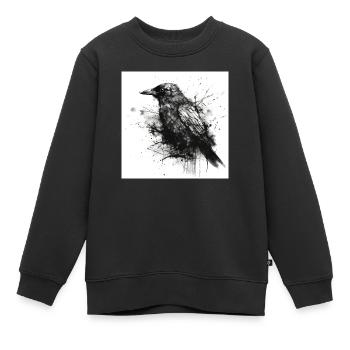 Corneille noire - illustration sombre - Sweat Premium enfant bio - noir - Devant - AI Model Kid Female (0cm)