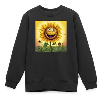 Sonnenblume Cartoon - Kinder Premium Organic Sweatshirt - Schwarz - Vorne - AI Model Kid Female (0cm)