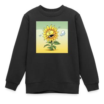 Sonnenblume Cartoon - Kinder Premium Organic Sweatshirt - Schwarz - Vorne - AI Model Kid Female (0cm)