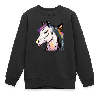 Neon Dot Horse - Sweat Premium enfant bio - noir - Devant - AI Model Kid Female (0cm)